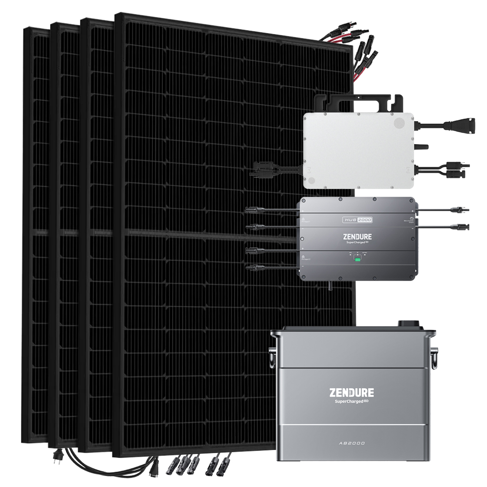 Offgridtec SolarFlow 1720w hms-800w-2t balcony power station Bifacial Full Black - 5m connection cable 1x ab2000