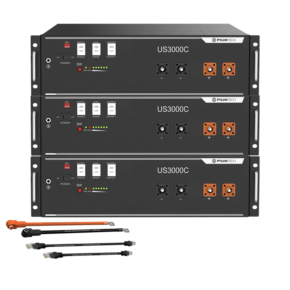 Pylontech 3x us3000c LiFePO4 battery 10.5kWh with inverter connection cable set