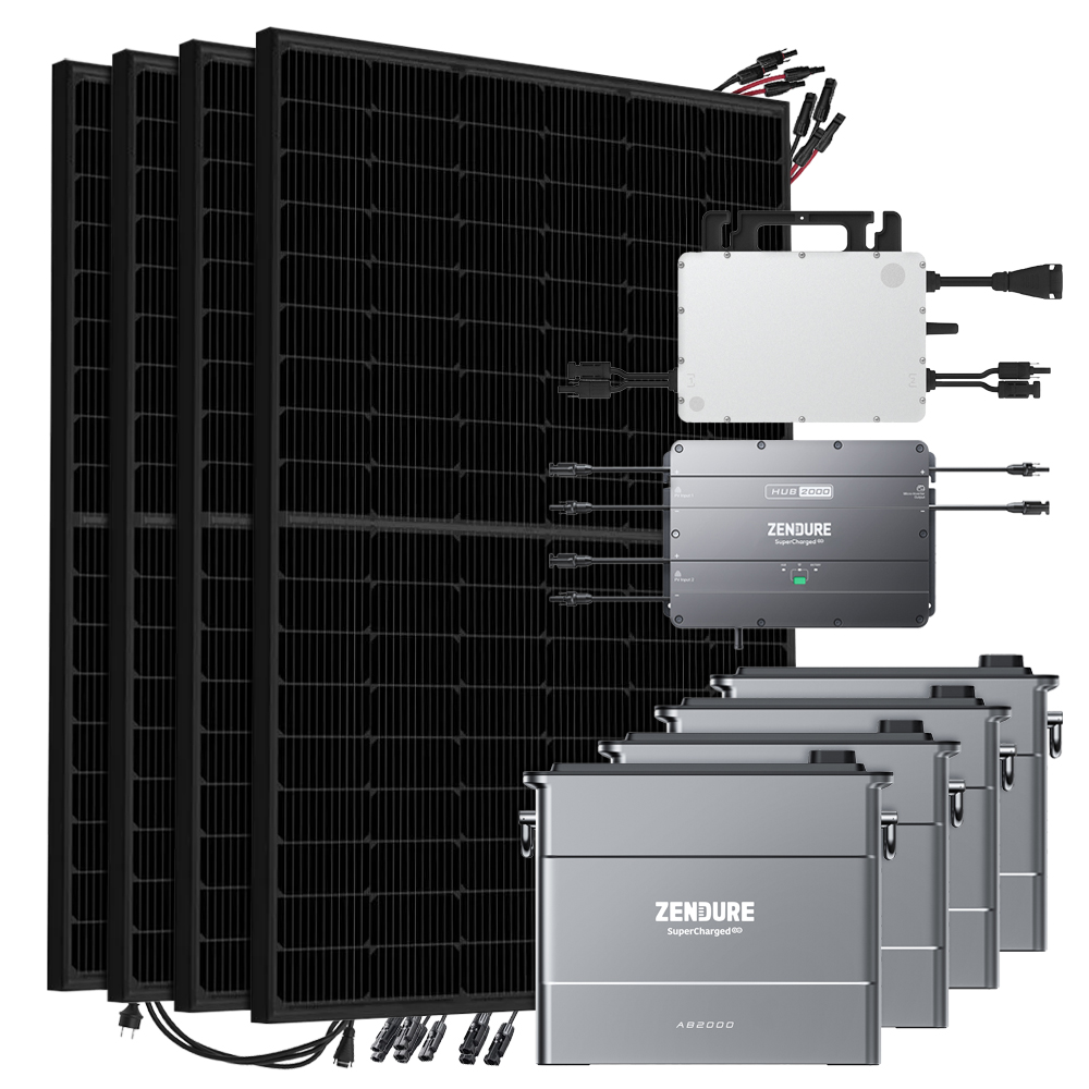 Offgridtec SolarFlow 1720w hms-800w-2t balcony power station Bifacial Full Black - 5m connection cable 4x ab2000