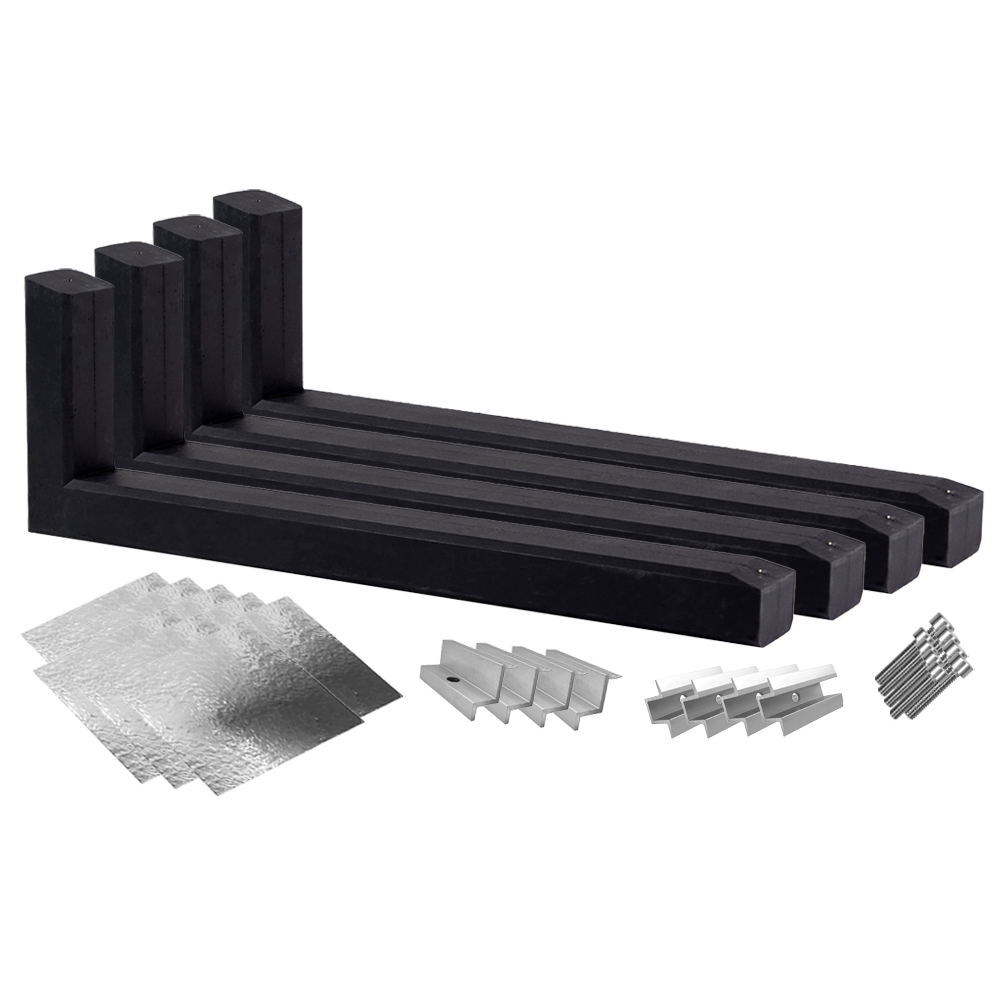 Montageset für 3 Solarmodule mit vier 15° Wattstone Betonsockeln, Schutzmatten, Klemmen und Schrauben