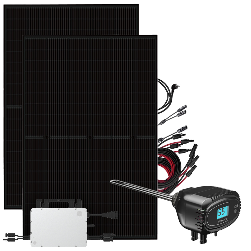 Offgridtec 900W solar system with 1kW Fothermo solar heating element, including Hoymiles HMS-800W-2T inverter