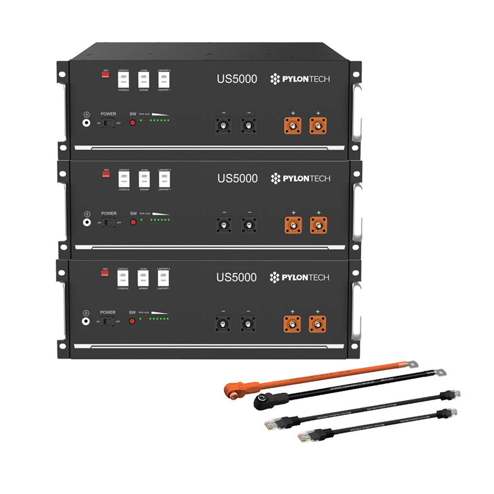 Pylontech 3x us5000 LiFePO4 battery 14.4kWh with inverter connection cable set