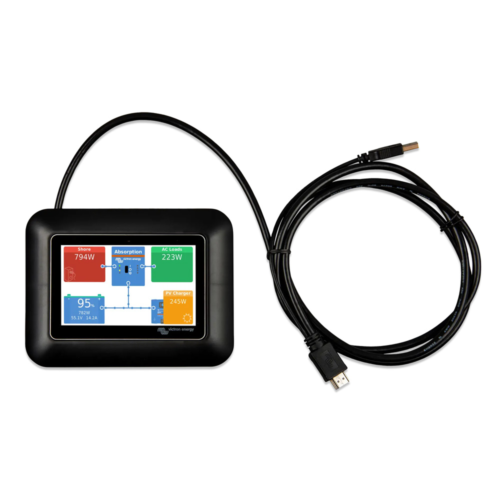Frontansicht auf den montierten Adapter am GX Touch 50 Gerät mit Kabel