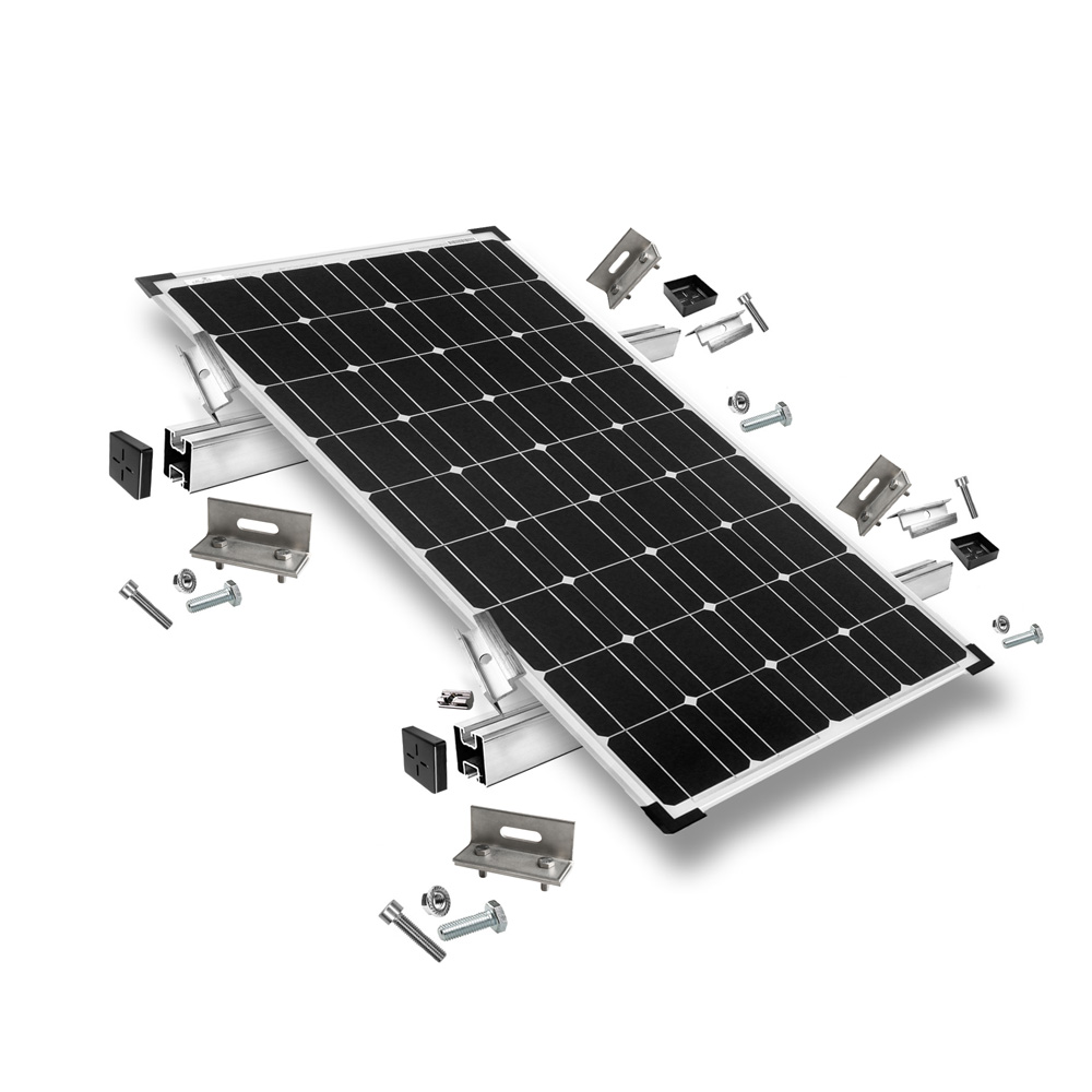 Mounting kit with standing seam clamps for pitched roof mounting 1 solar panel Frame height 30mm