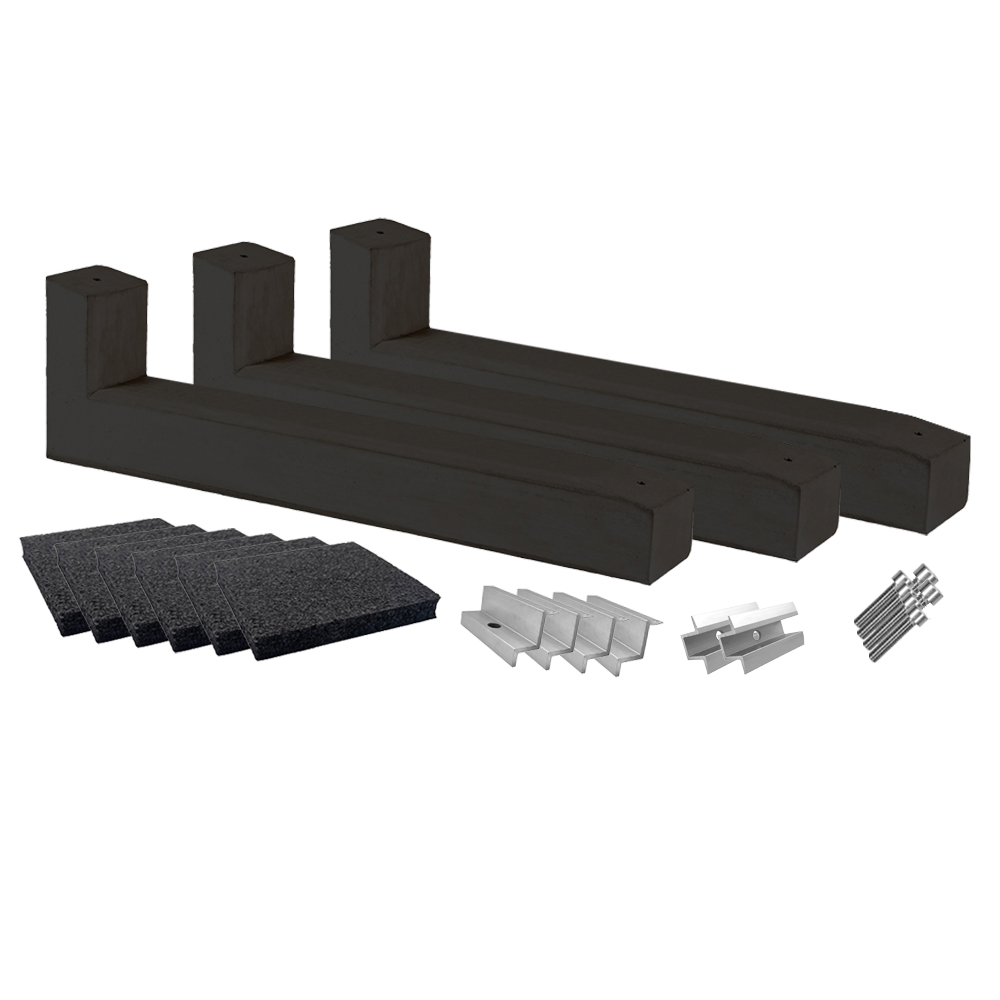 Montageset für 2 Solarmodule mit drei 10° Wattstone Betonsockeln, Schutzmatten, Klemmen und Schrauben