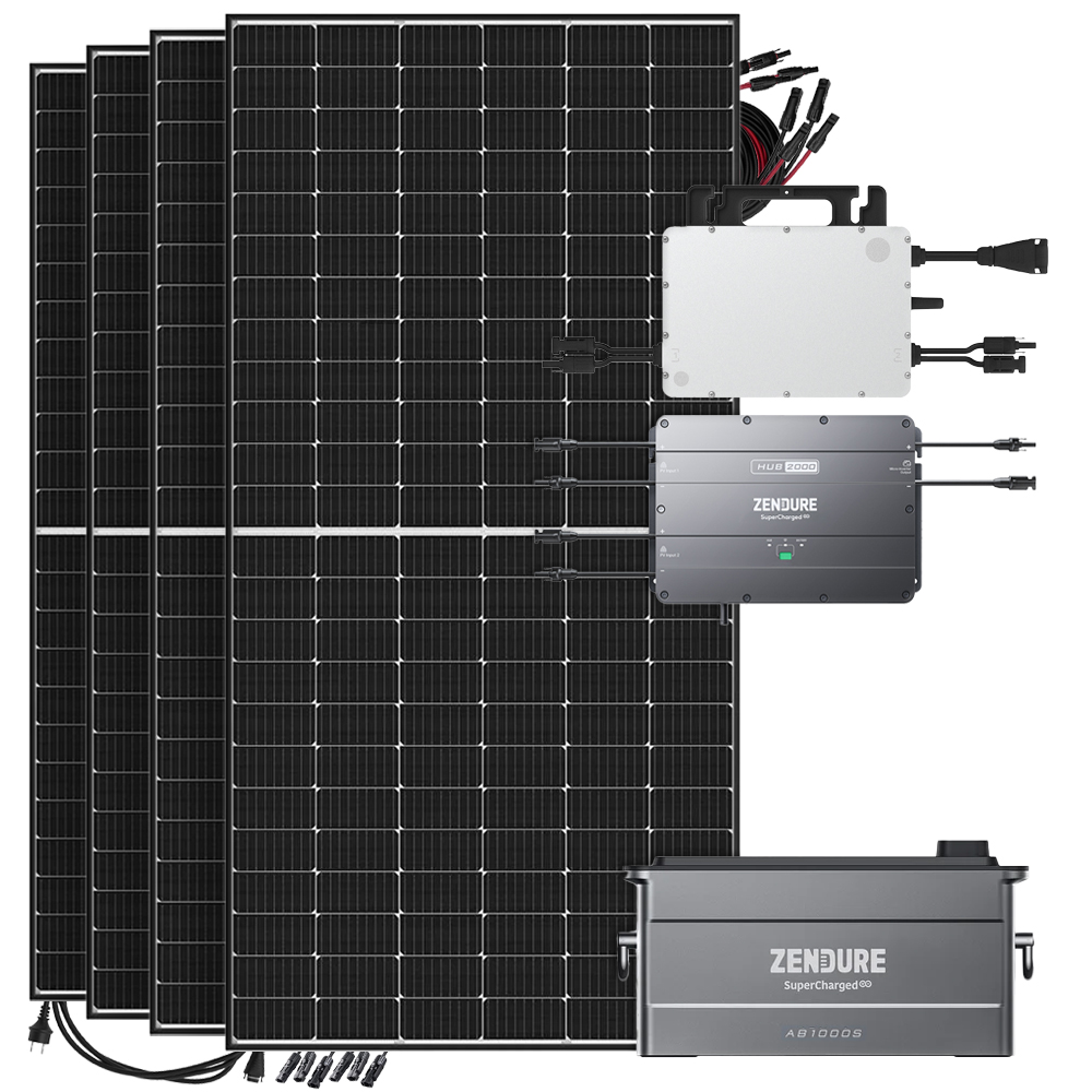 Offgridtec SolarFlow 1920w hms-1000-2t balcony power station Bifacial Black Frame - 5m connection cable 1x ab1000S