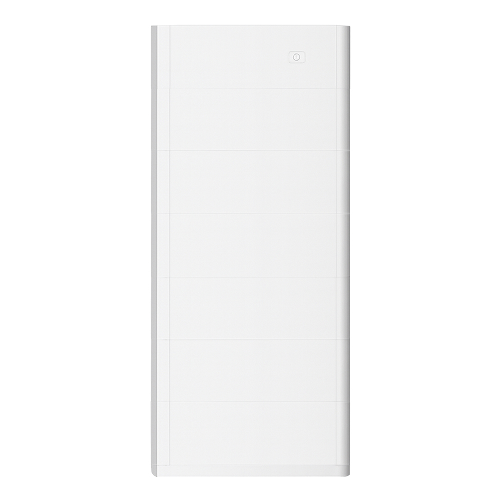 Frontansicht Haier Smart Cube System mit DC-Ladegerät und sechs Batteriemodulen