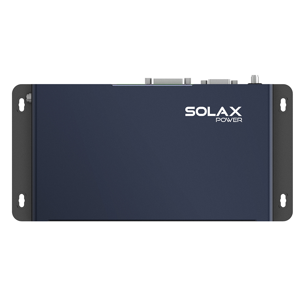 Frontansicht: dunkle Solax EMS1000 EMS Control Unit mit seitlichen Montageösen