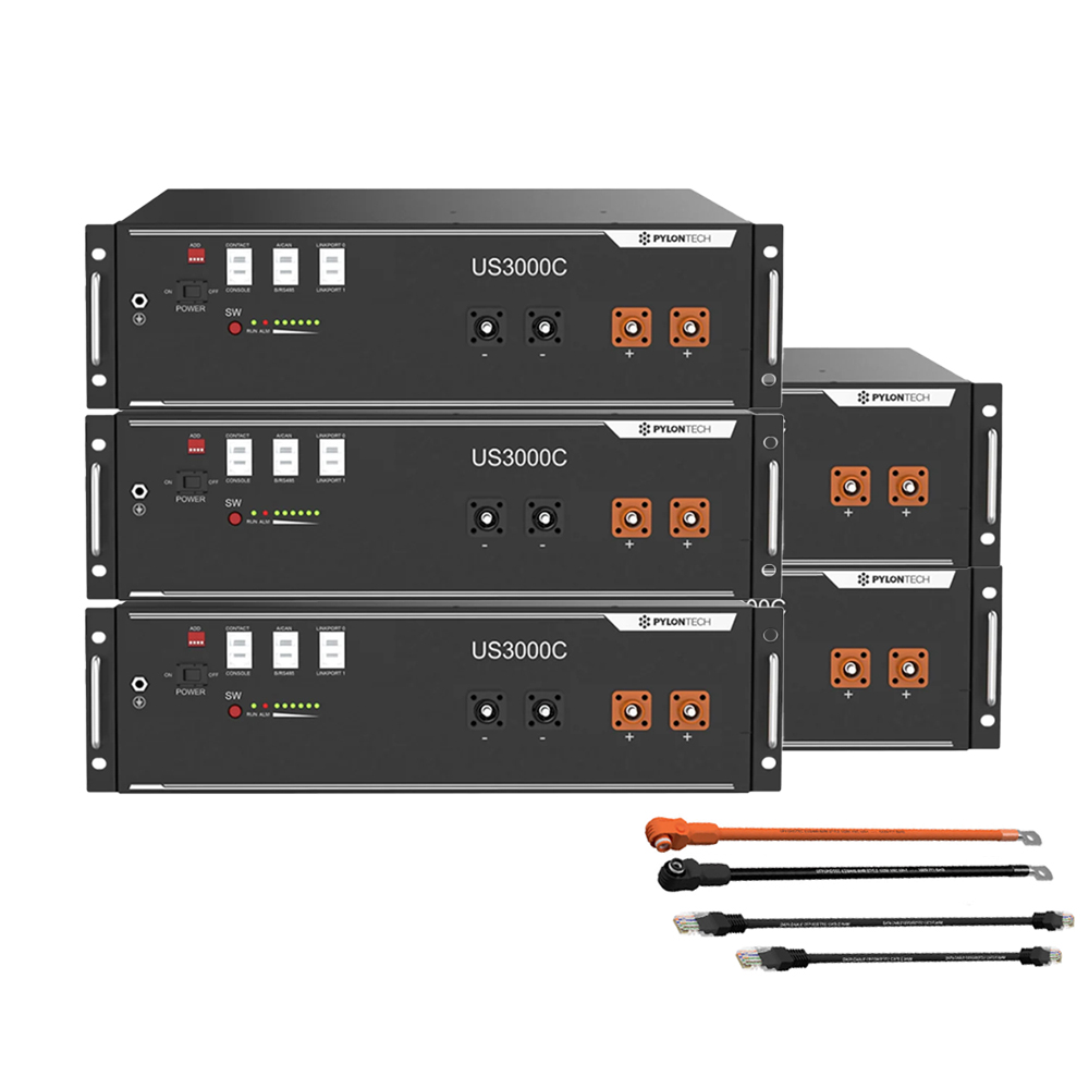 Pylontech 5x us3000c LiFePO4 battery 17.5kWh with inverter connection cable set