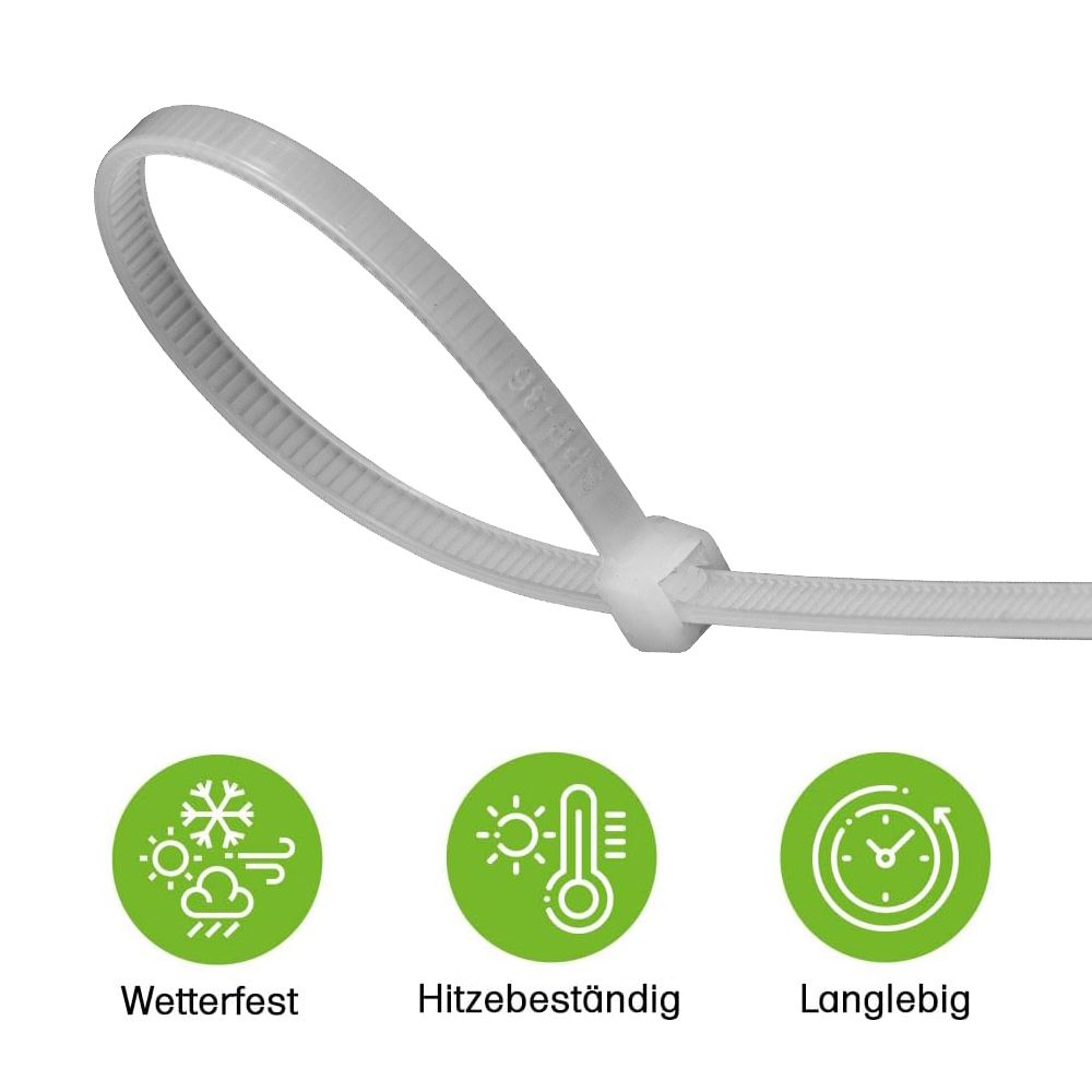 100 Kabelbinder Weiß, 150 Mm – Praktisches Set Für Ordnung Zu Hause